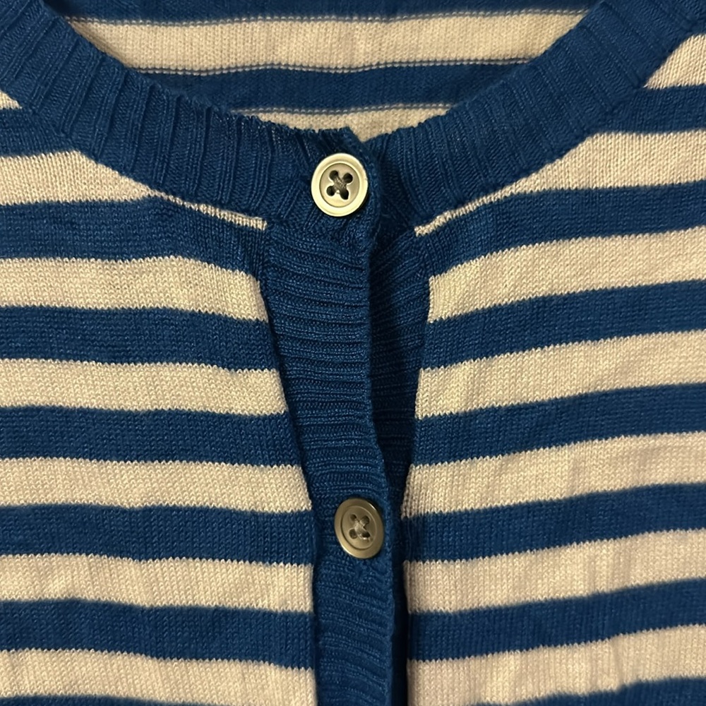 Royal blue and white stripped cardigan - Picture 3 of 5
